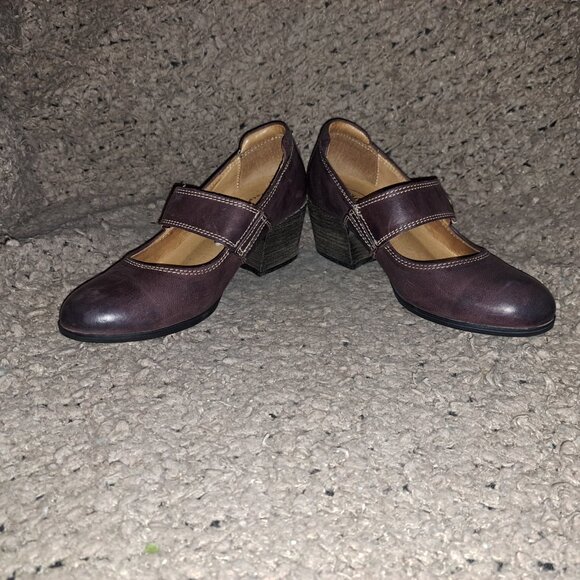 TAOS-Stage Mary Jane Heels-Oxblood Ombre Leather-Hook Loop-Sz 37-Near Mint - Picture 4 of 8